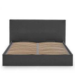 Wohnen Doppelbett mit Stauraum in Anthrazit Stoff - Clarford