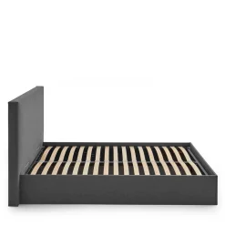 Wohnen Doppelbett mit Stauraum in Anthrazit Stoff - Clarford