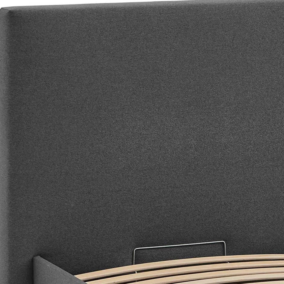 Wohnen Doppelbett mit Stauraum in Anthrazit Stoff - Clarford