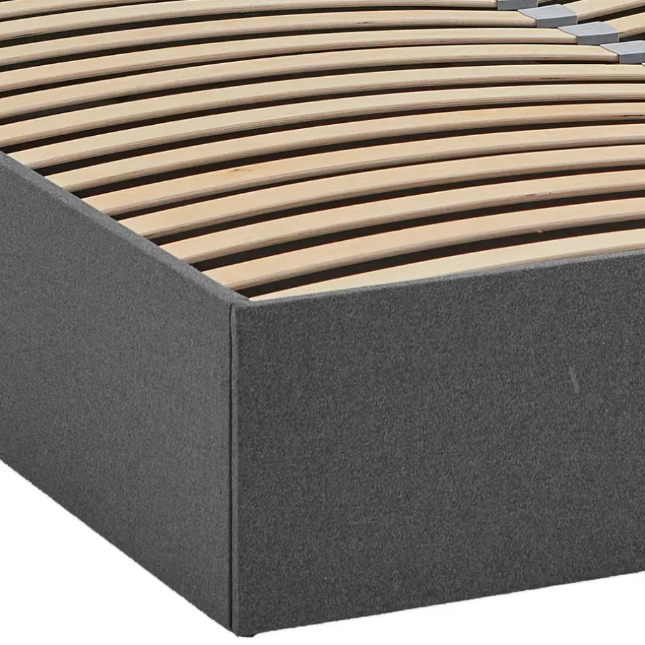 Wohnen Doppelbett mit Stauraum in Anthrazit Stoff - Clarford