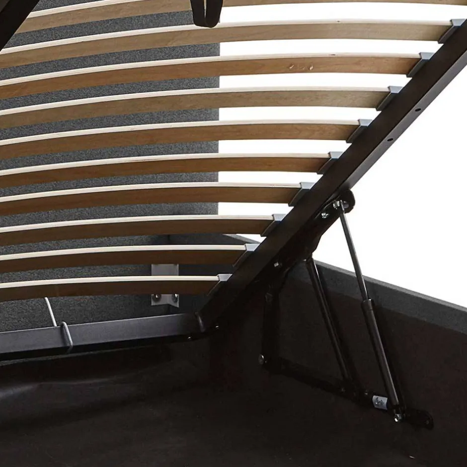 Wohnen Doppelbett mit Stauraum in Anthrazit Stoff - Clarford