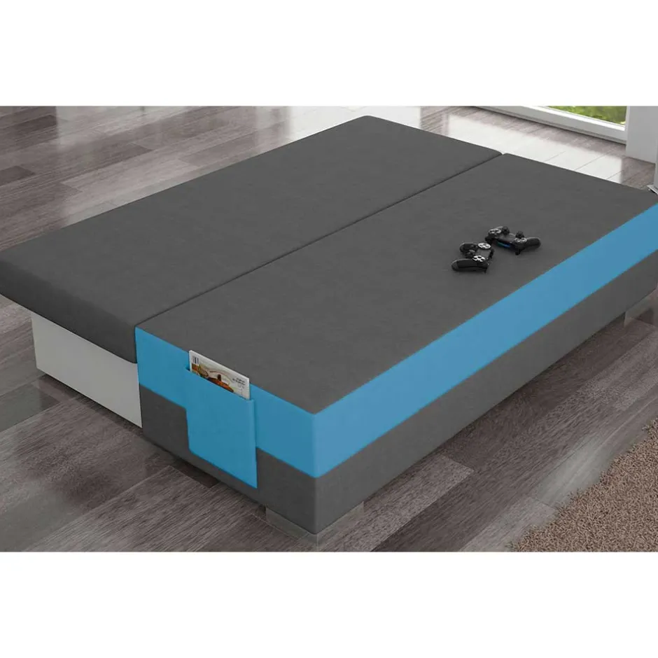 Doppelschlafsofa in Grau und Türkis Blau - Lician^Wohnen Best