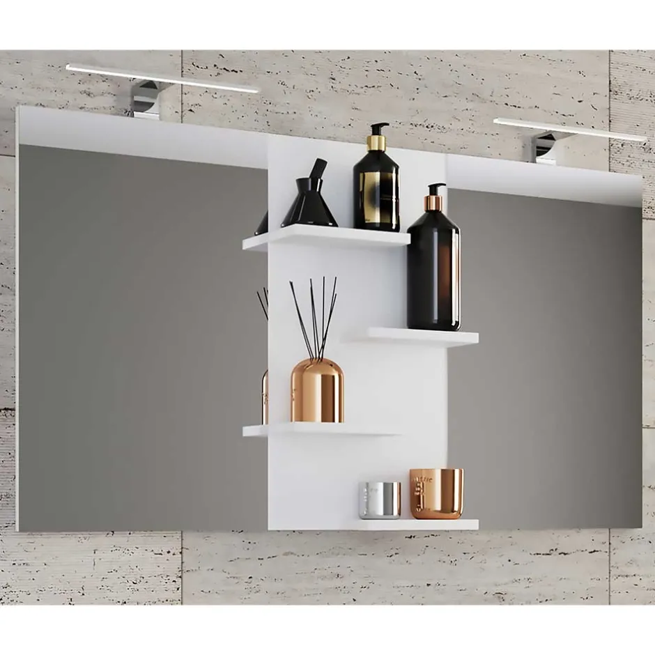 Doppelter Badspiegel mit Regal in Weiß - Ynvinata^Wohnen Best