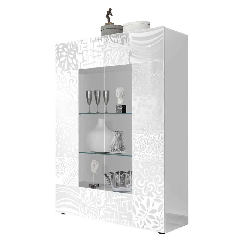 Wohnen Doppeltür Designvitrine in Weiß - Vascaub