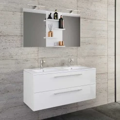 Doppel-Waschbecken Waschtisch in Weiß - Matsu (zweiteilig)^Wohnen Outlet