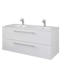 Doppel-Waschbecken Waschtisch in Weiß - Matsu (zweiteilig)^Wohnen Outlet