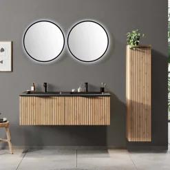 Wohnen Doppel-Waschkonsole mit schwarzen Becken - Crystoga