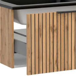 Wohnen Doppel-Waschkonsole mit schwarzen Becken - Crystoga