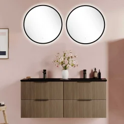 Wohnen Doppel-Waschplatz mit Lichtspiegeln Set - Ucaida (dreiteilig)