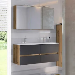 Doppel-Waschtisch & LED Spiegelschrank - Athrin (zweiteilig)^Wohnen Sale