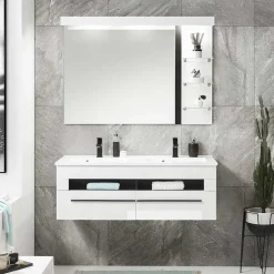 Doppel-Waschtisch & LED Spiegel - Ingmesan (zweiteilig)^Wohnen Discount