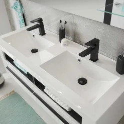 Doppel-Waschtisch & LED Spiegel - Ingmesan (zweiteilig)^Wohnen Discount