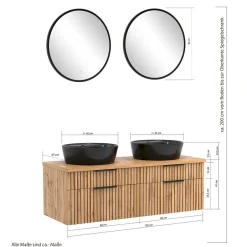 Doppel-Waschtisch & Lichtspiegel & Oberschrank - Crystoga (vierteilig)^Wohnen