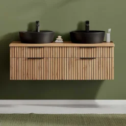 Doppel-Waschtisch mit schwarzen Aufsatzbecken - Crystoga^Wohnen Best