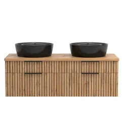 Doppel-Waschtisch mit schwarzen Aufsatzbecken - Crystoga^Wohnen Best