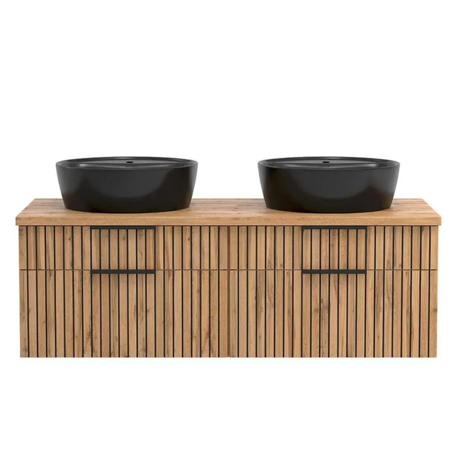 Doppel-Waschtisch mit schwarzen Aufsatzbecken - Crystoga^Wohnen Best