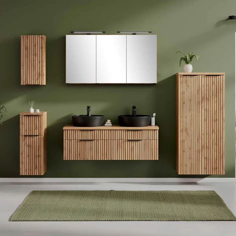 Doppel-Waschtisch mit schwarzen Aufsatzbecken - Crystoga^Wohnen Best