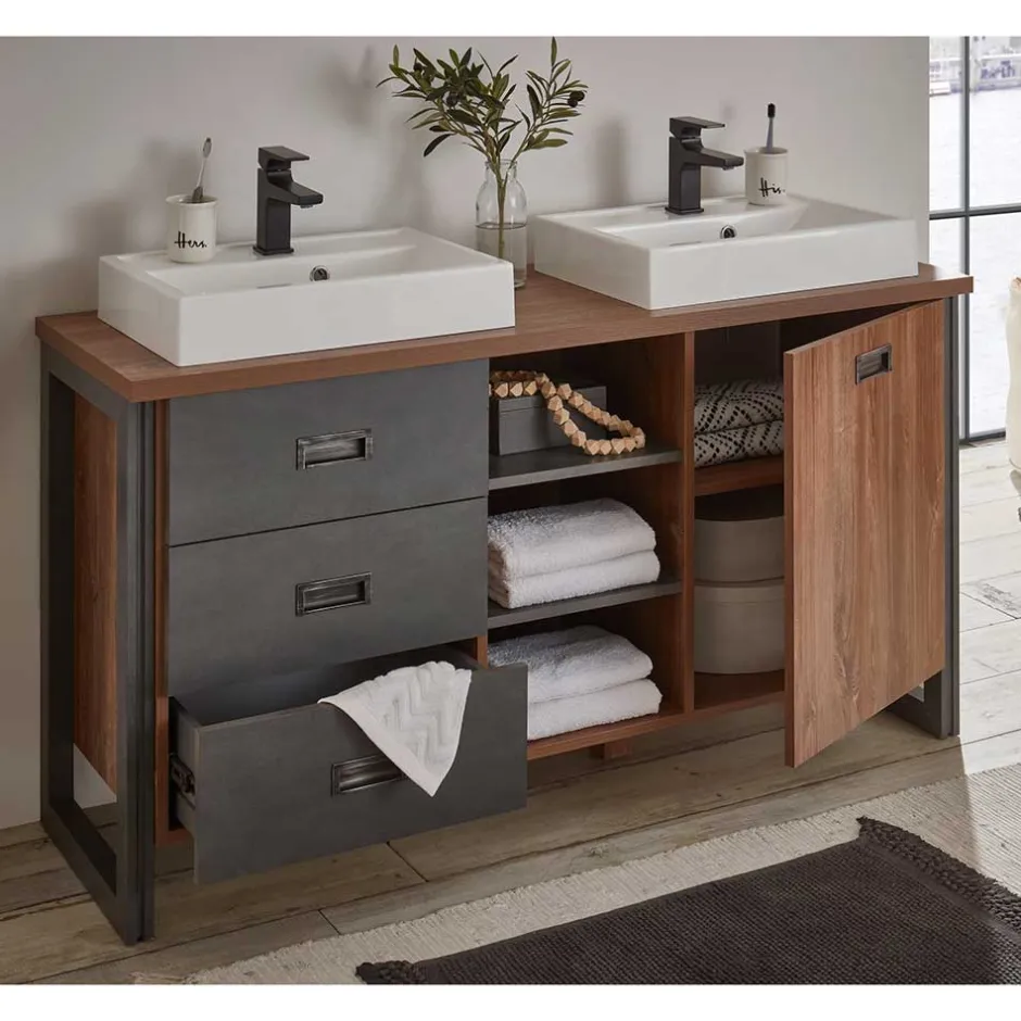 Doppelwaschtisch mit zwei Aufsatzwaschbecken - Forawas^Wohnen New