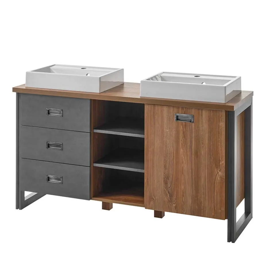 Doppelwaschtisch mit zwei Aufsatzwaschbecken - Forawas^Wohnen New