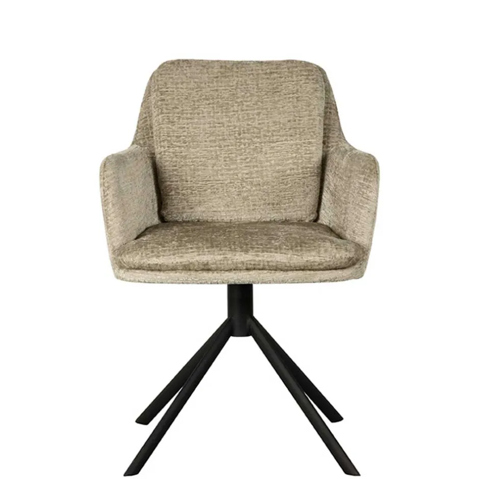 Wohnen Drehbarer Armlehnenstuhl in Beige Samt - Maylon