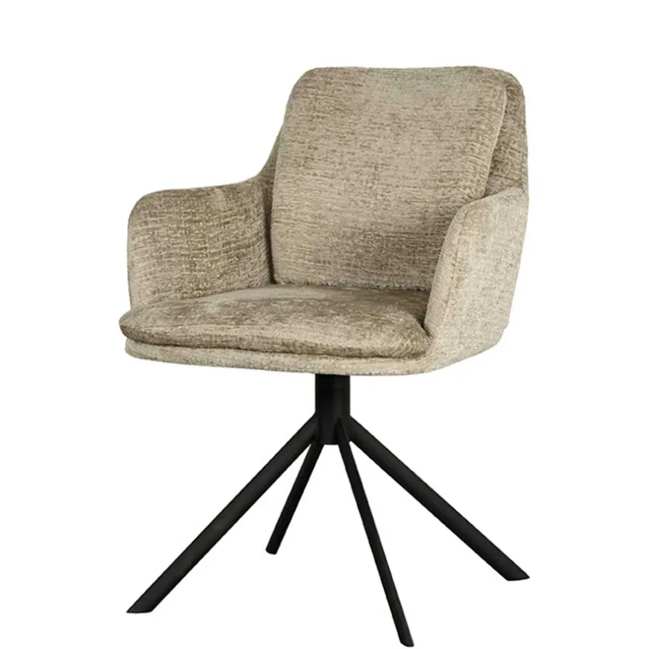 Wohnen Drehbarer Armlehnenstuhl in Beige Samt - Maylon