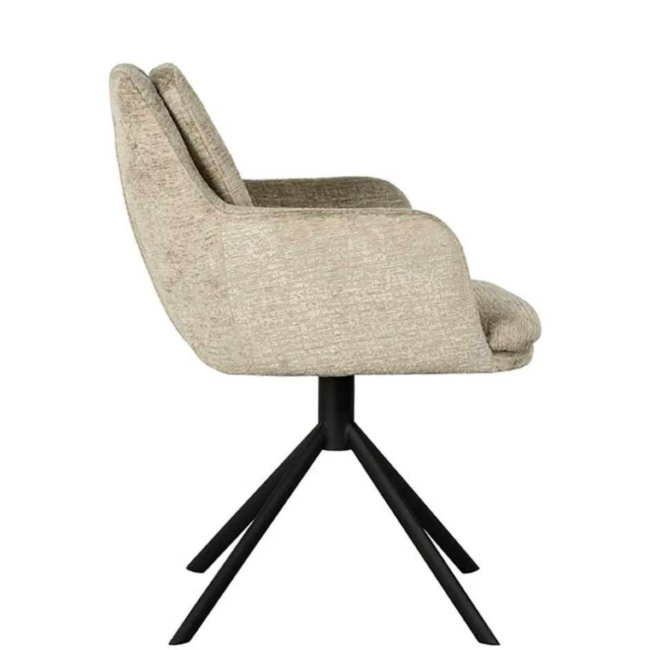 Wohnen Drehbarer Armlehnenstuhl in Beige Samt - Maylon