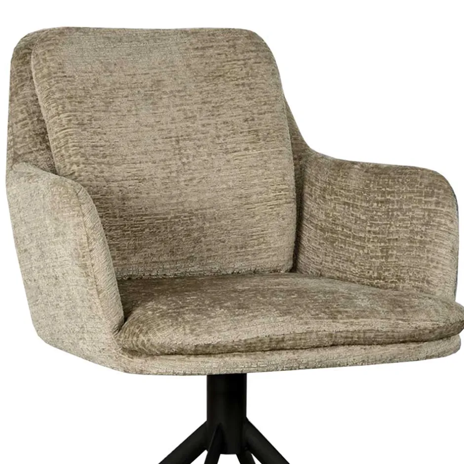 Wohnen Drehbarer Armlehnenstuhl in Beige Samt - Maylon