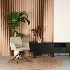 Wohnen Drehbarer Armlehnenstuhl in Beige Samt - Maylon