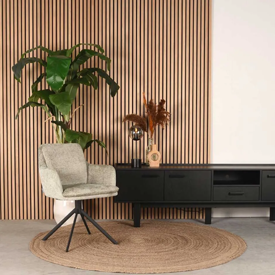 Wohnen Drehbarer Armlehnenstuhl in Beige Samt - Maylon