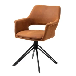 Wohnen Drehbarer Armlehnenstuhl in Cognac Braun - Cabelia (2er Set)