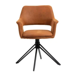 Wohnen Drehbarer Armlehnenstuhl in Cognac Braun - Cabelia (2er Set)