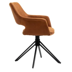 Wohnen Drehbarer Armlehnenstuhl in Cognac Braun - Cabelia (2er Set)