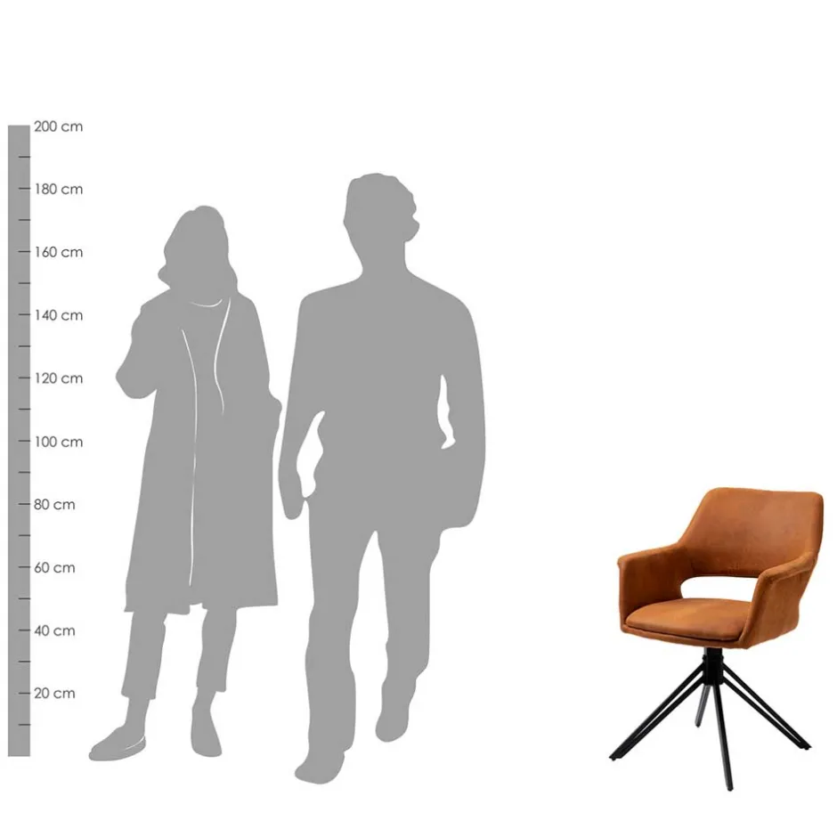 Wohnen Drehbarer Armlehnenstuhl in Cognac Braun - Cabelia (2er Set)