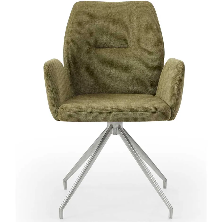 Drehbarer Armlehnenstuhl in Oliv Grün Strukturstoff - Senva^Wohnen
