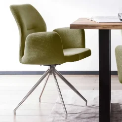 Drehbarer Armlehnenstuhl in Oliv Grün Strukturstoff - Senva^Wohnen