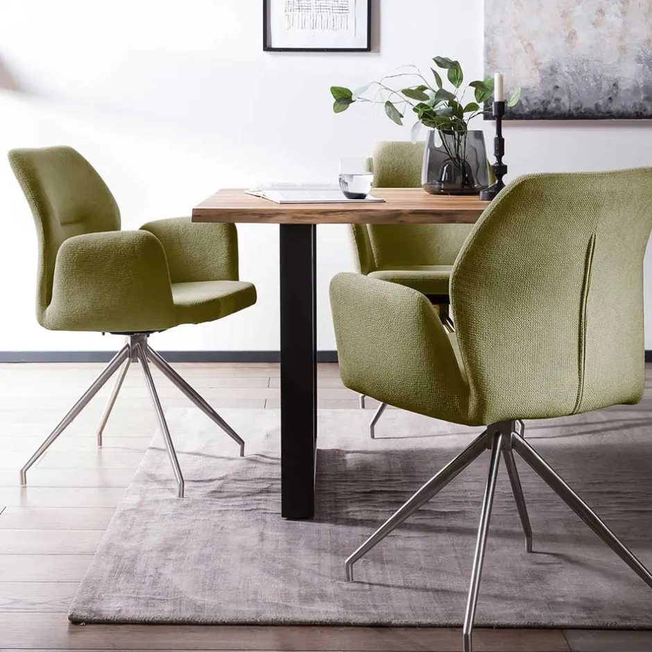 Drehbarer Armlehnenstuhl in Oliv Grün Strukturstoff - Senva^Wohnen