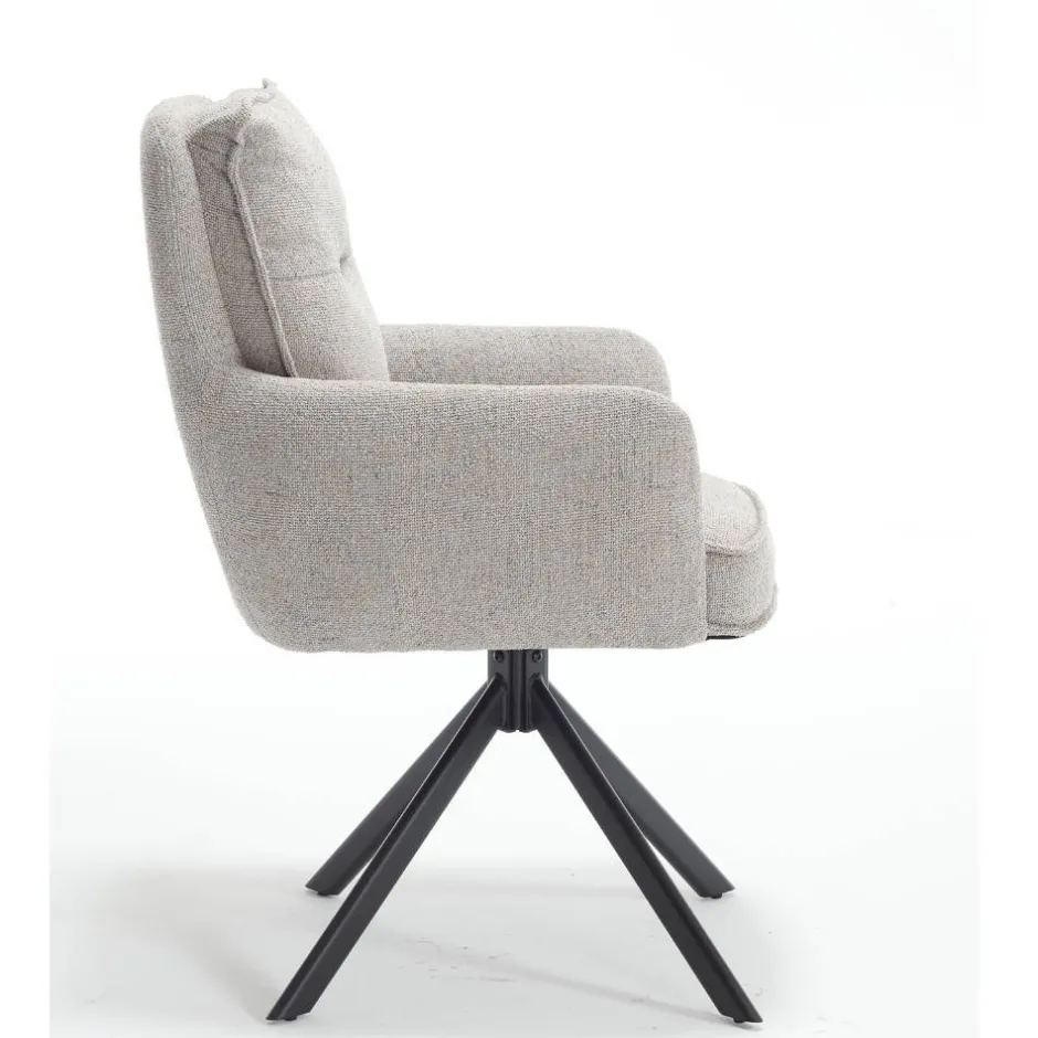 Drehbarer Armlehnenstuhl in Grau - Bedina^Wohnen Outlet
