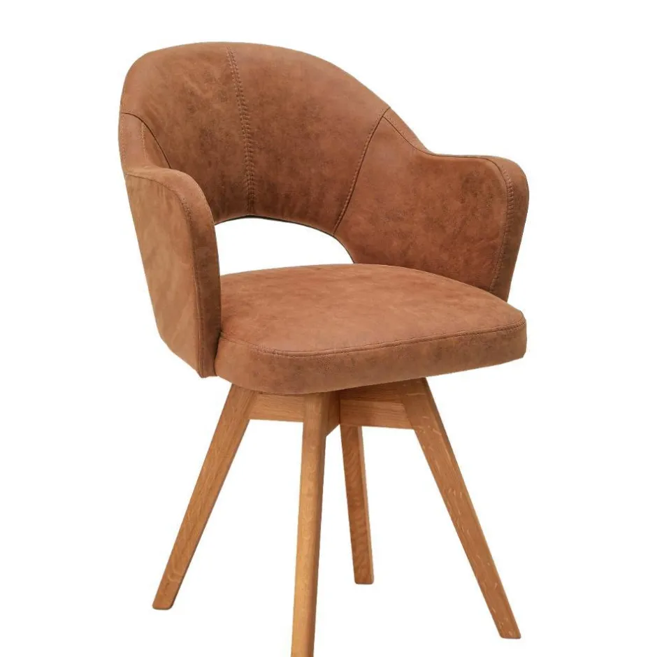 Wohnen Drehbarer Armlehnenstuhl in Cognac Braun - Finallo