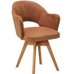 Wohnen Drehbarer Armlehnenstuhl in Cognac Braun - Finallo