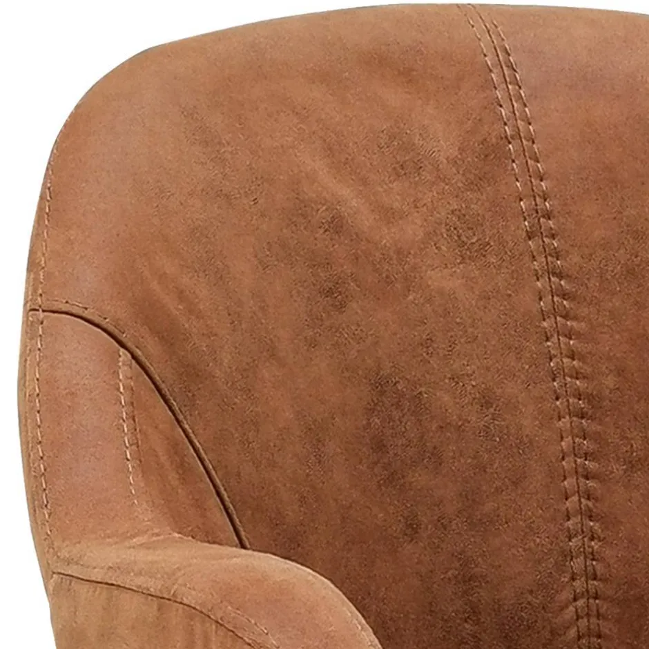 Wohnen Drehbarer Armlehnenstuhl in Cognac Braun - Finallo