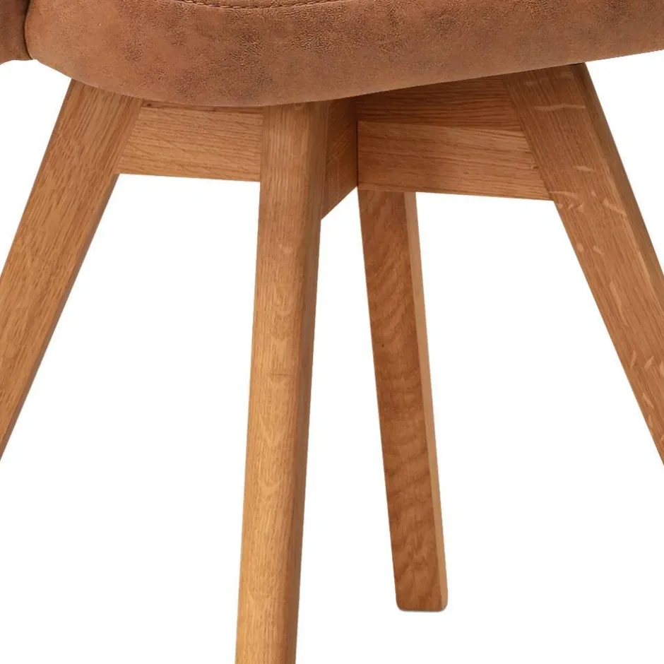 Wohnen Drehbarer Armlehnenstuhl in Cognac Braun - Finallo