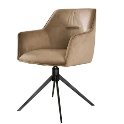 Drehbarer Armlehnstuhl in Beige Samt - Vallee (2er Set)^Wohnen Discount