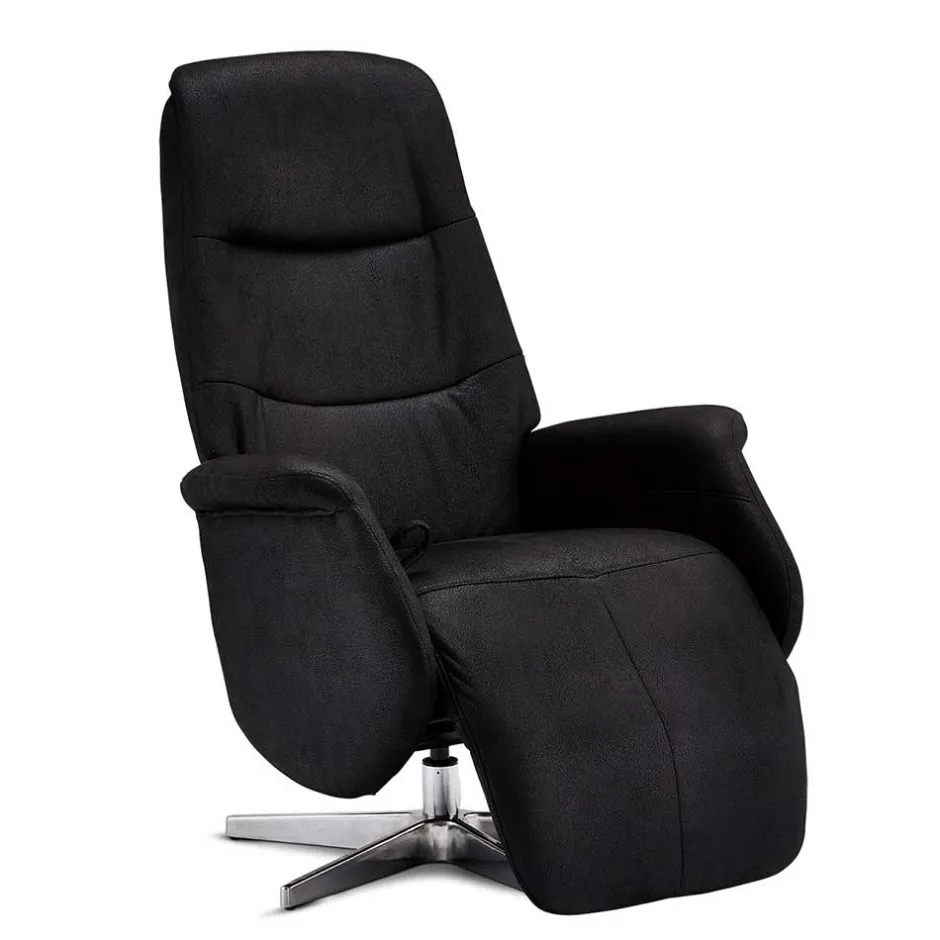 Wohnen Drehbarer Fernsehsessel in Schwarz Microfaser - Jonata