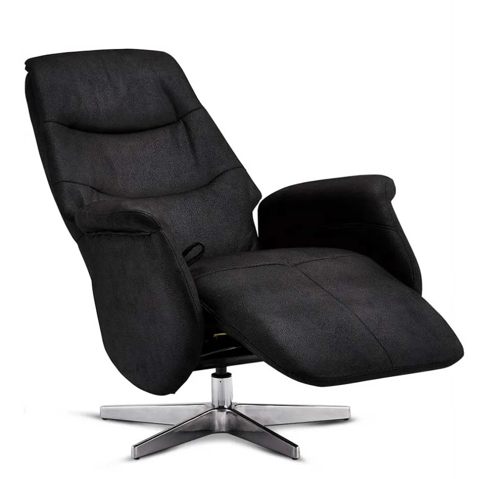 Wohnen Drehbarer Fernsehsessel in Schwarz Microfaser - Jonata