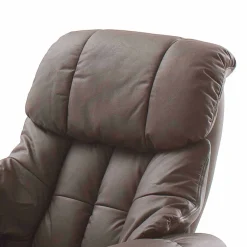 Wohnen Drehbarer Ledersessel in Braun mit Relaxfunktion Roco inkl. Hocker (zweiteilig)