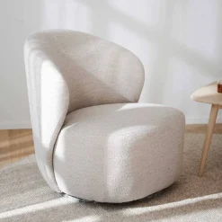 Drehbarer Lesesessel in Cremeweiß Boucle - Cleas^Wohnen Best