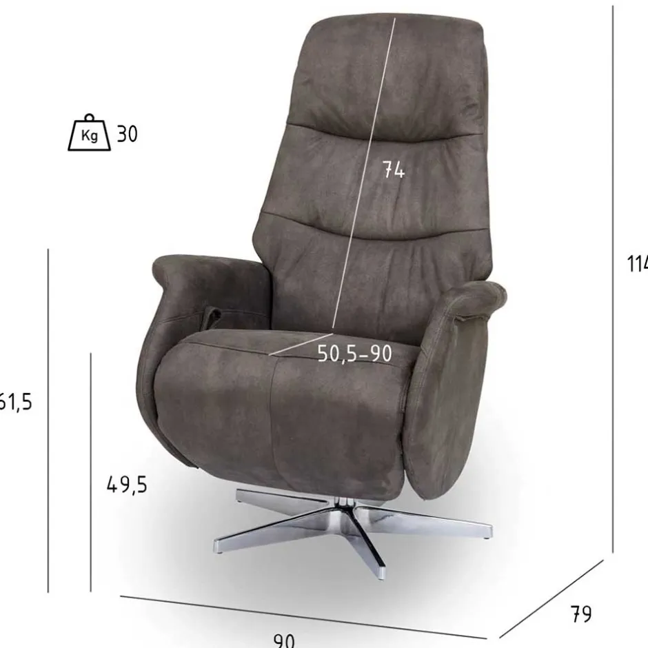 Wohnen Drehbarer Microfaser Relaxsessel in Braun - Cariba