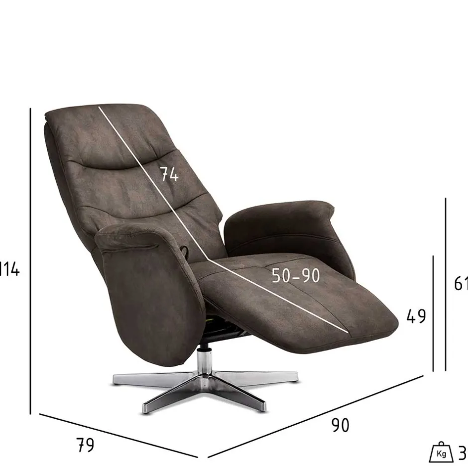 Wohnen Drehbarer Microfaser Relaxsessel in Braun - Cariba