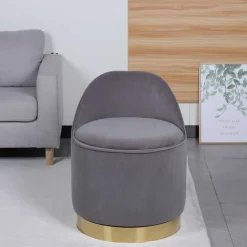 Drehbarer Polsterhocker in Grau und Gold - Riety^Wohnen Clearance