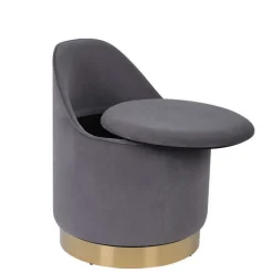 Drehbarer Polsterhocker in Grau und Gold - Riety^Wohnen Clearance